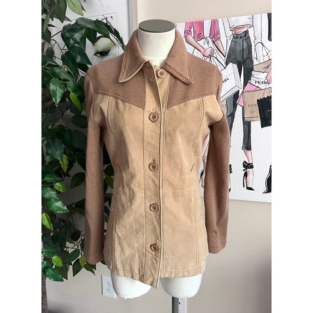 Two-Tone Tan Women’s Jacket - Button Front